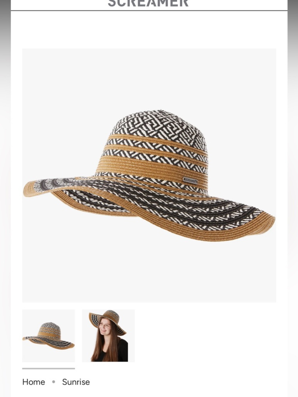 Sunrise Wide-Brim Straw Floppy Hat - Black & Tan